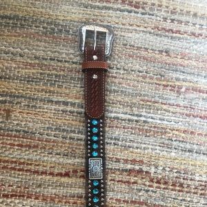 Noon Belt Co Embellished Western Leather Belt